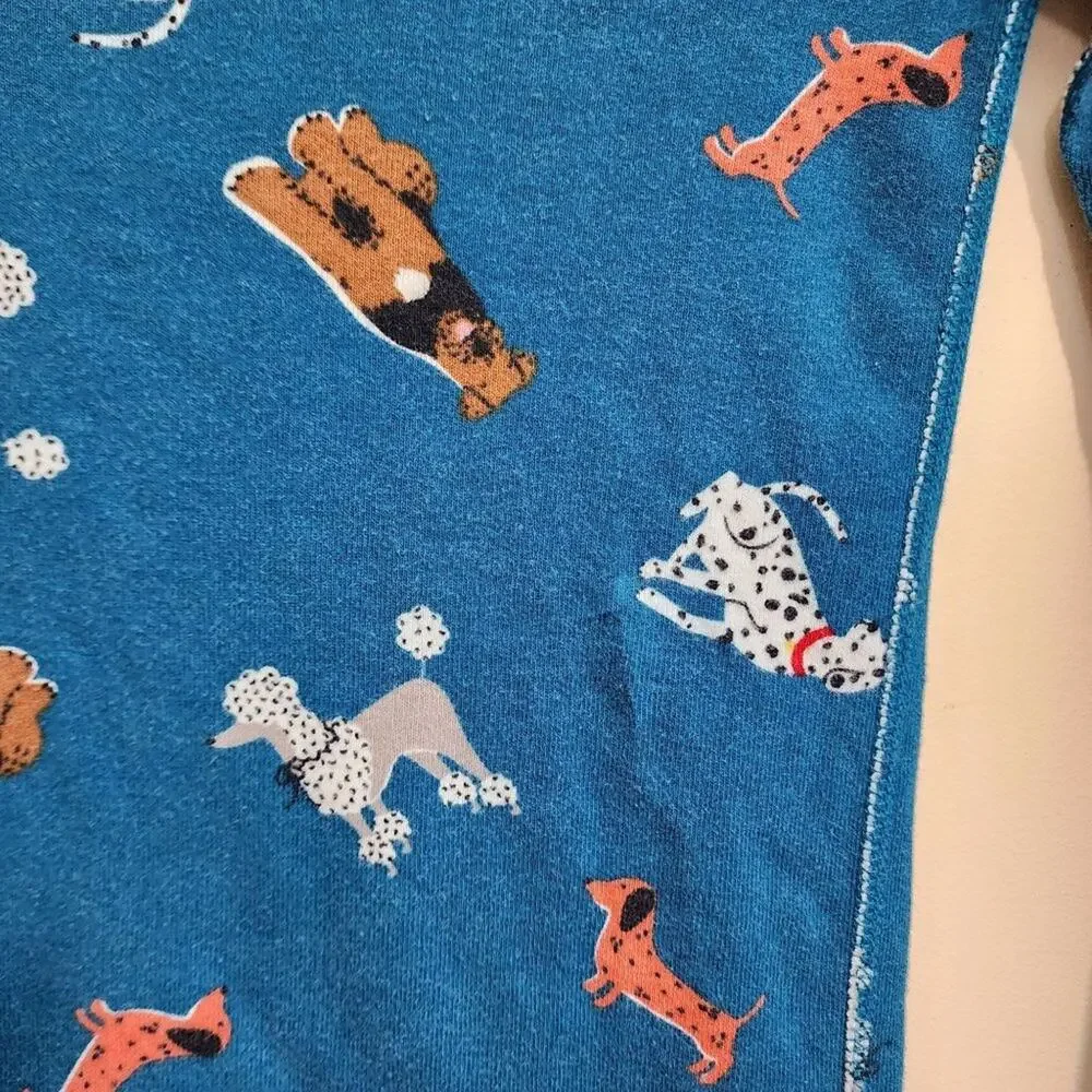 Hanna Anderson teal colored dog print long sleeve pajama top girls size 10‎